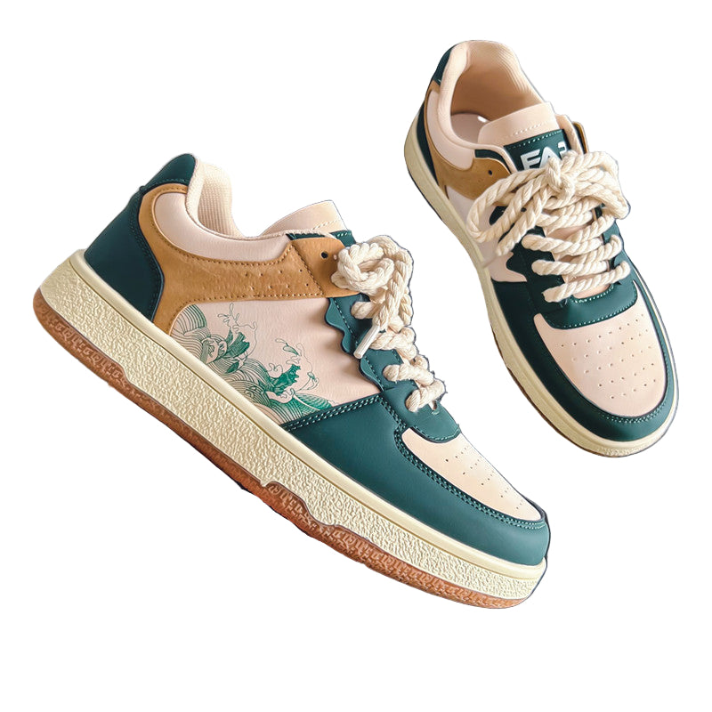 Lace-up Casual Soft Thick Sole Flats Sneakers Outdoor Walking Shoes