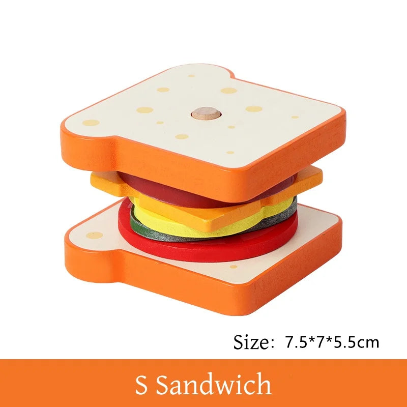 Wooden Burger Sandwich Stacking Toys