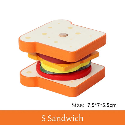 Wooden Burger Sandwich Stacking Toys