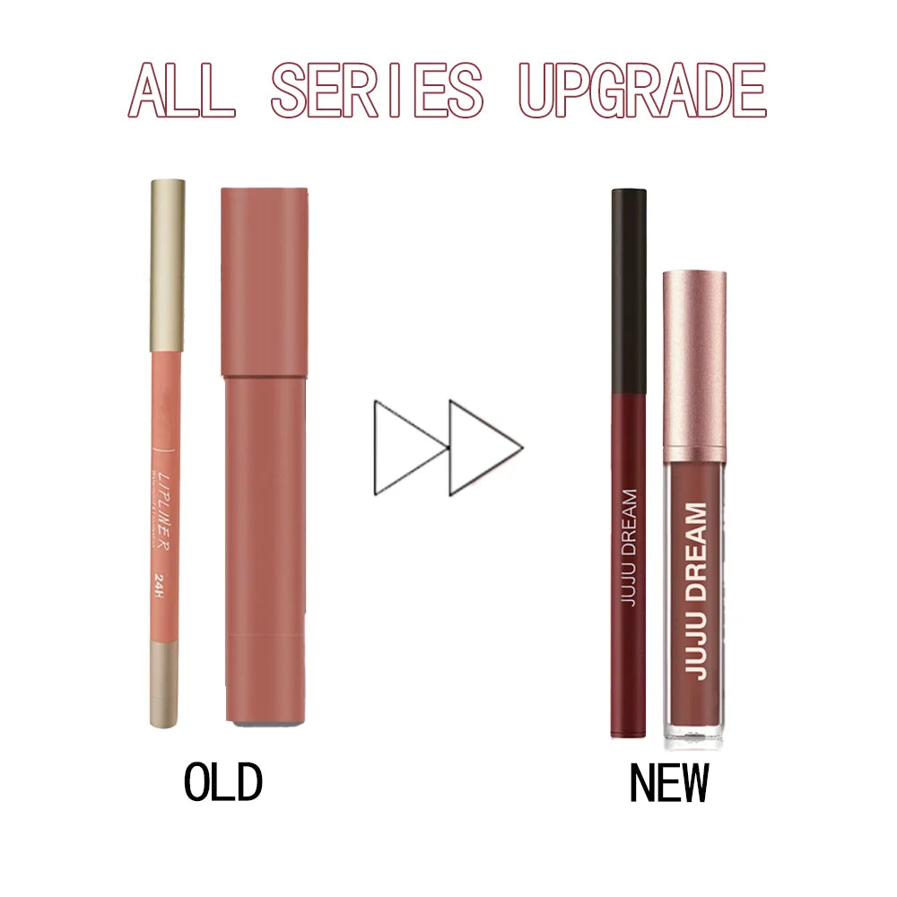 Matte Lip Liner & Lipstick Set, Waterproof Long-Lasting, Soft Matte Finish
