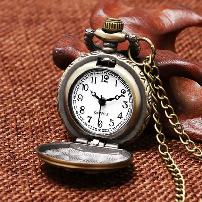 Vintage Bronze Retro Bronze Sailboat Design Small Size Quartz Pocket Watch