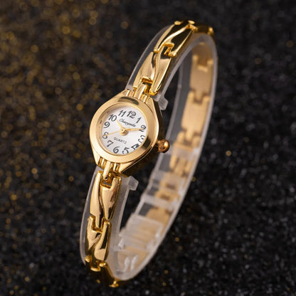 Gold Vintage Watch for Women Luxury Elegant Quartz Watch