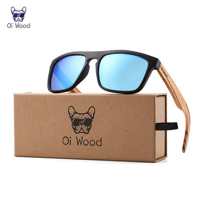 Oi Wood Women Sunglasses Square Polarized Red Lenses