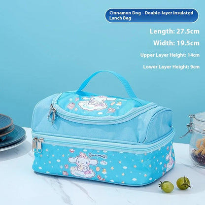 Double-Layer Insulated Handbag Waterproof Bento Bag