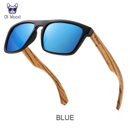 Oi Wood Women Sunglasses Square Polarized Red Lenses