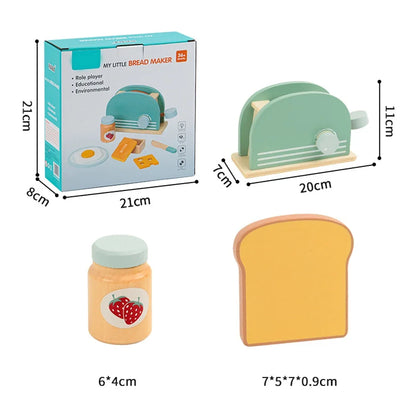 Wooden Toaster Toy Kids Bread