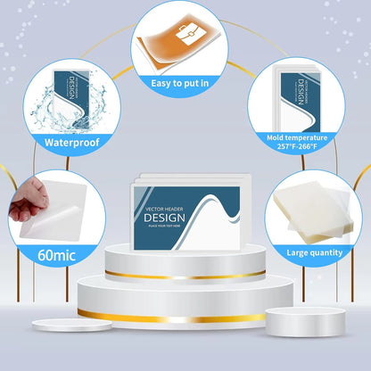 2.6x3.7 Inch Clear Thermal Laminating Sheets Waterproof Protective Film for Office Use