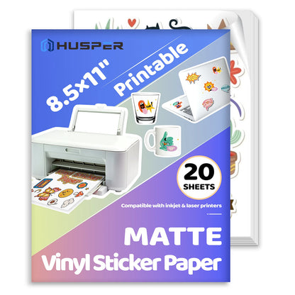 8.5x11 Inch Matte White Printable Vinyl Sticker Paper Self-Adhesive Inkjet Compatible