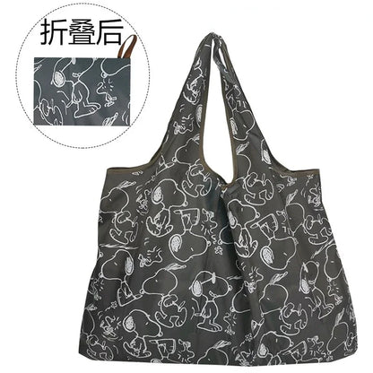 Snoopy Foldable Shopping Bag Thick Nylon Large Tote Reusable Waterproof Polyester