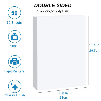 A4 260gsm Photo Paper Double Sides Glossy Heavyweight Photo Paper