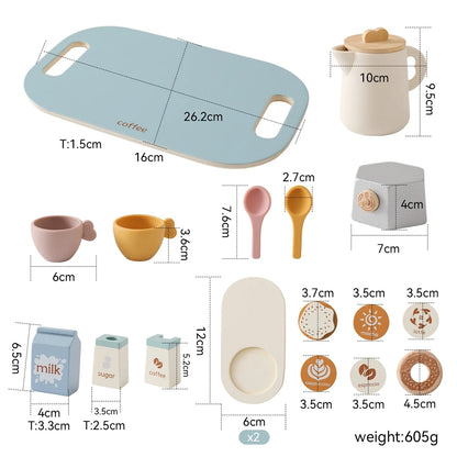 Wooden Children Montessori Toy Teapot Teacup Simulation Kitchen Utensil