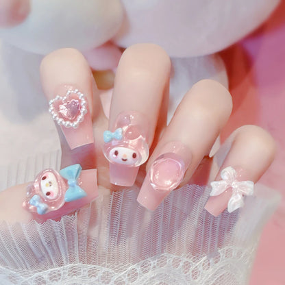 Sanrio Anime Cute Nail Patches False Nail Tips Cartoon Y2K Press on Nail
