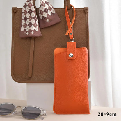 Soft Lychee Pattern PU Leather Glasses Bag Retro Sunglasses
