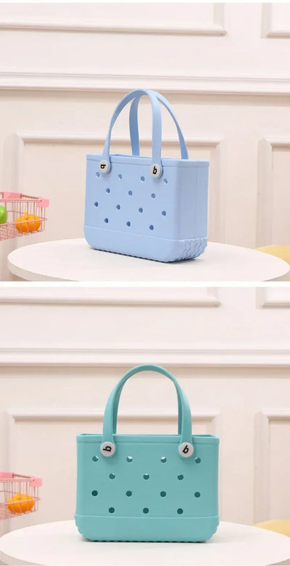 Small Beach Bag Tote Silicone Basket Waterproof Mini Jelly Handbag