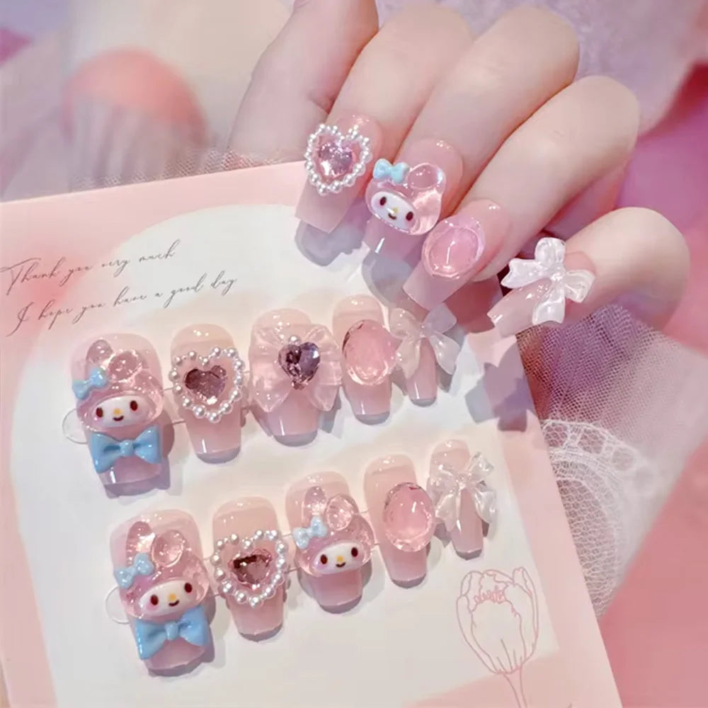 Sanrio Anime Cute Nail Patches False Nail Tips Cartoon Y2K Press on Nail