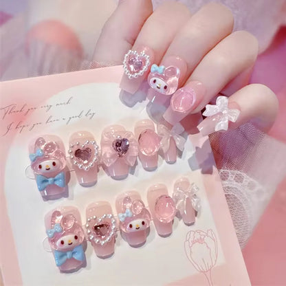Sanrio Anime Cute Nail Patches False Nail Tips Cartoon Y2K Press on Nail