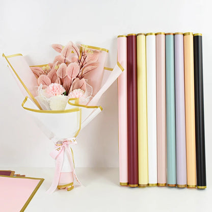 Golden Edge Flower Wrapping Paper Waterproof Bouquet Gift Packaging Decoration Supplies