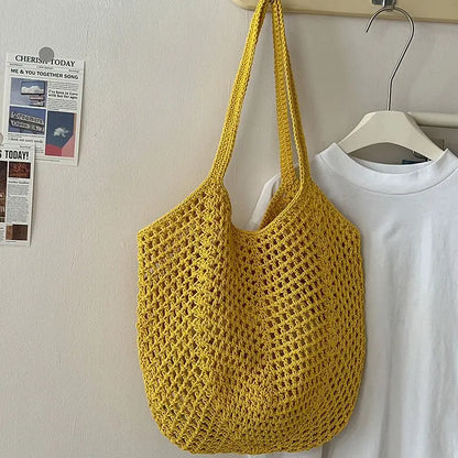 Leisure large capacity cotton woven bag, beach bag