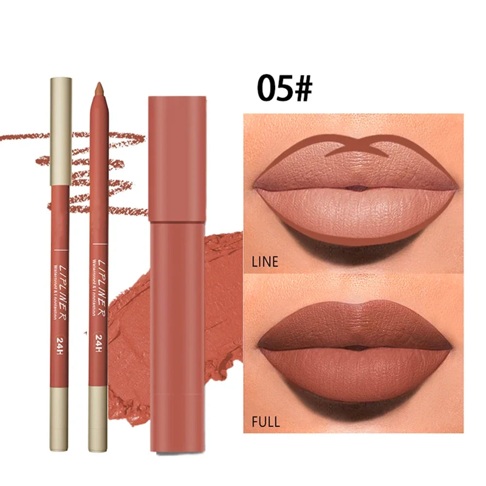 Matte Lip Liner & Lipstick Set, Waterproof Long-Lasting, Soft Matte Finish