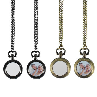 Vintage Necklace with Retro Pocket Watch Pendants Jewelry Sublimation Blanks Creative Gift