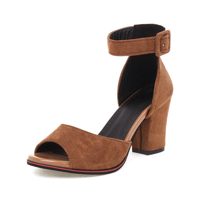 Blue Peep Toe Summer High Heels Women Sandals Wild Word Buckle