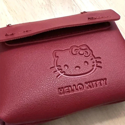 Hello Kitty Red Leather Wallet Retro Portable Mini Coin