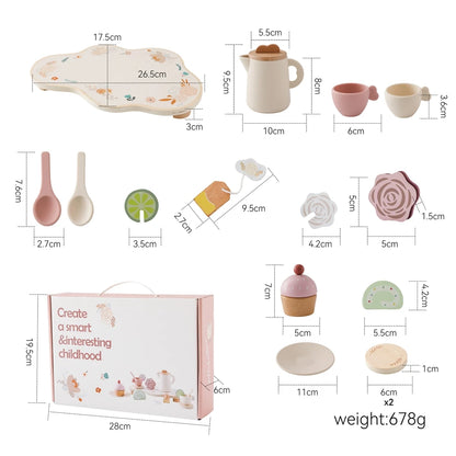 Wooden Children Montessori Toy Teapot Teacup Simulation Kitchen Utensil