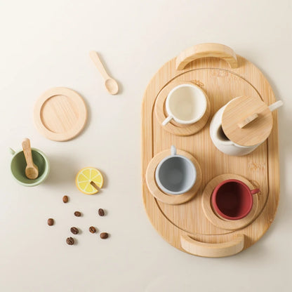Wooden Children Montessori Toy Teapot Teacup Simulation Kitchen Utensil