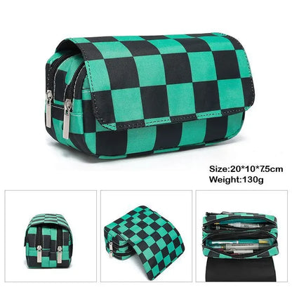 Anime Demon Slayer Pencil Case Student Bilayer Storage Bag
