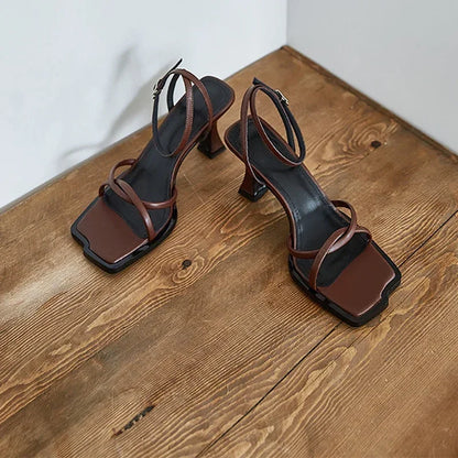 Summer Narrow Band Heel Sandals Women