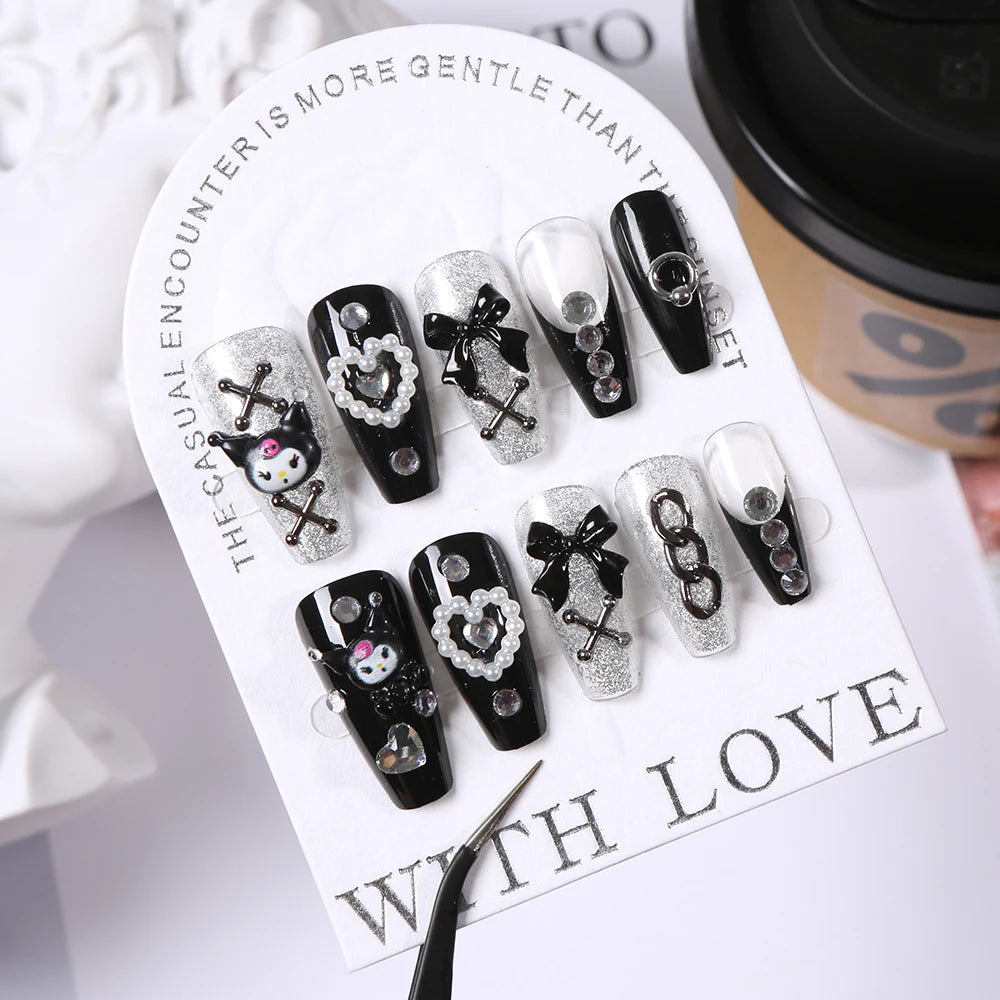 Sanrio Anime Cute Nail Patches False Nail Tips Cartoon Y2K Press on Nail
