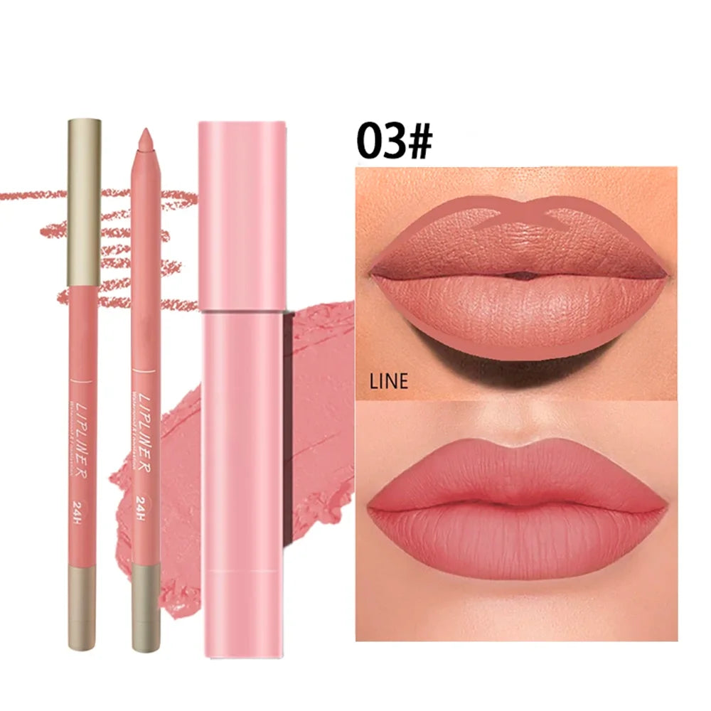 Matte Lip Liner & Lipstick Set, Waterproof Long-Lasting, Soft Matte Finish