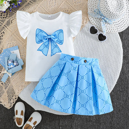 School Outfit Flutter Sleeve Front Bow