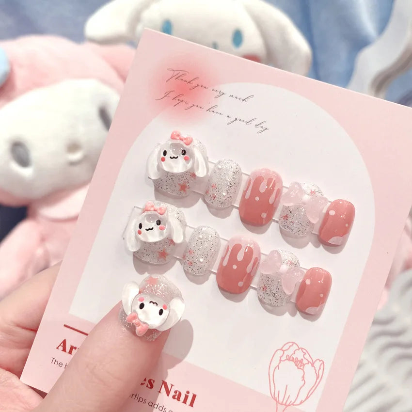 Sanrio Anime Cute Nail Patches False Nail Tips Cartoon Y2K Press on Nail