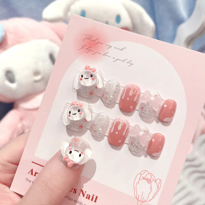 Sanrio Anime Cute Nail Patches False Nail Tips Cartoon Y2K Press on Nail
