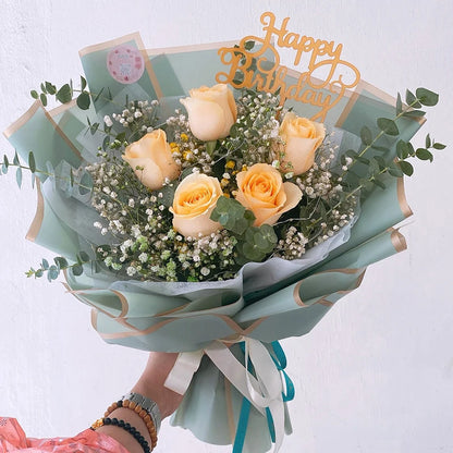 Golden Edge Flower Wrapping Paper Waterproof Bouquet Gift Packaging Decoration Supplies