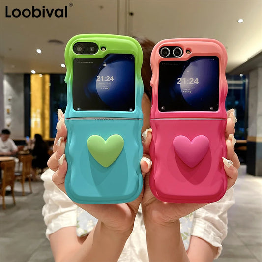 3D Love Heart Gradient Folding Case for Samsung Galaxy Z Flip
