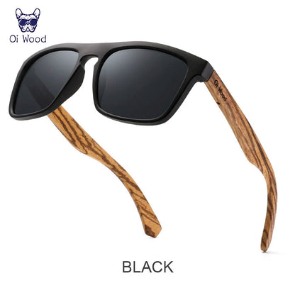 Oi Wood Women Sunglasses Square Polarized Red Lenses