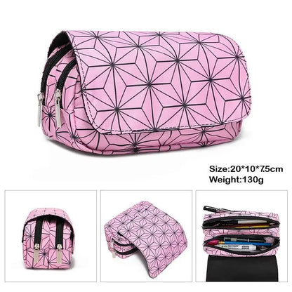 Anime Demon Slayer Pencil Case Student Bilayer Storage Bag