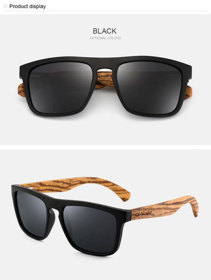 Oi Wood Women Sunglasses Square Polarized Red Lenses