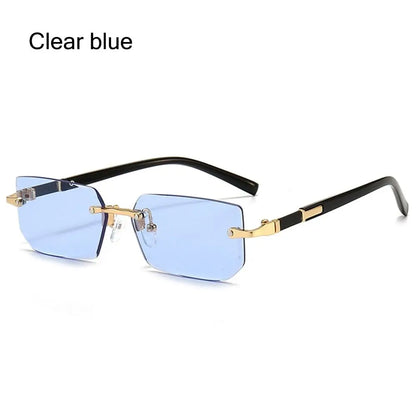 Trendy Rimless Sunglasses Frameless Rectangle Retro Shades Summer