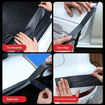 3D Carbon Fiber Sticker Paste Car Threshold Protective Film Anti Scratch Waterproof