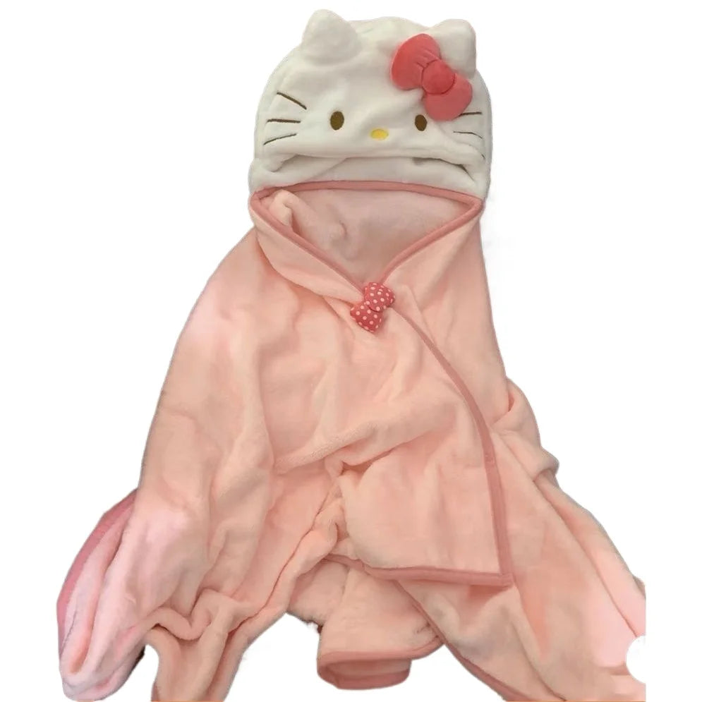 Hooded Coat Blanket Shawl Quilt Hat Keep Warm Soft