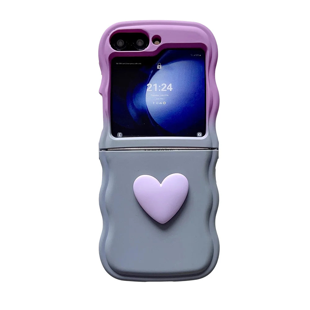 3D Love Heart Gradient Folding Case for Samsung Galaxy Z Flip