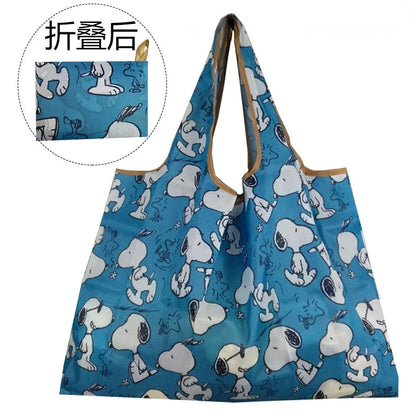 Snoopy Foldable Shopping Bag Thick Nylon Large Tote Reusable Waterproof Polyester
