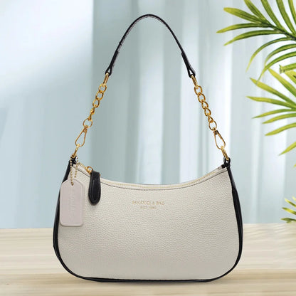 Crossbody Bag PU Leather Zipper Closure Crescent Bag Handbag