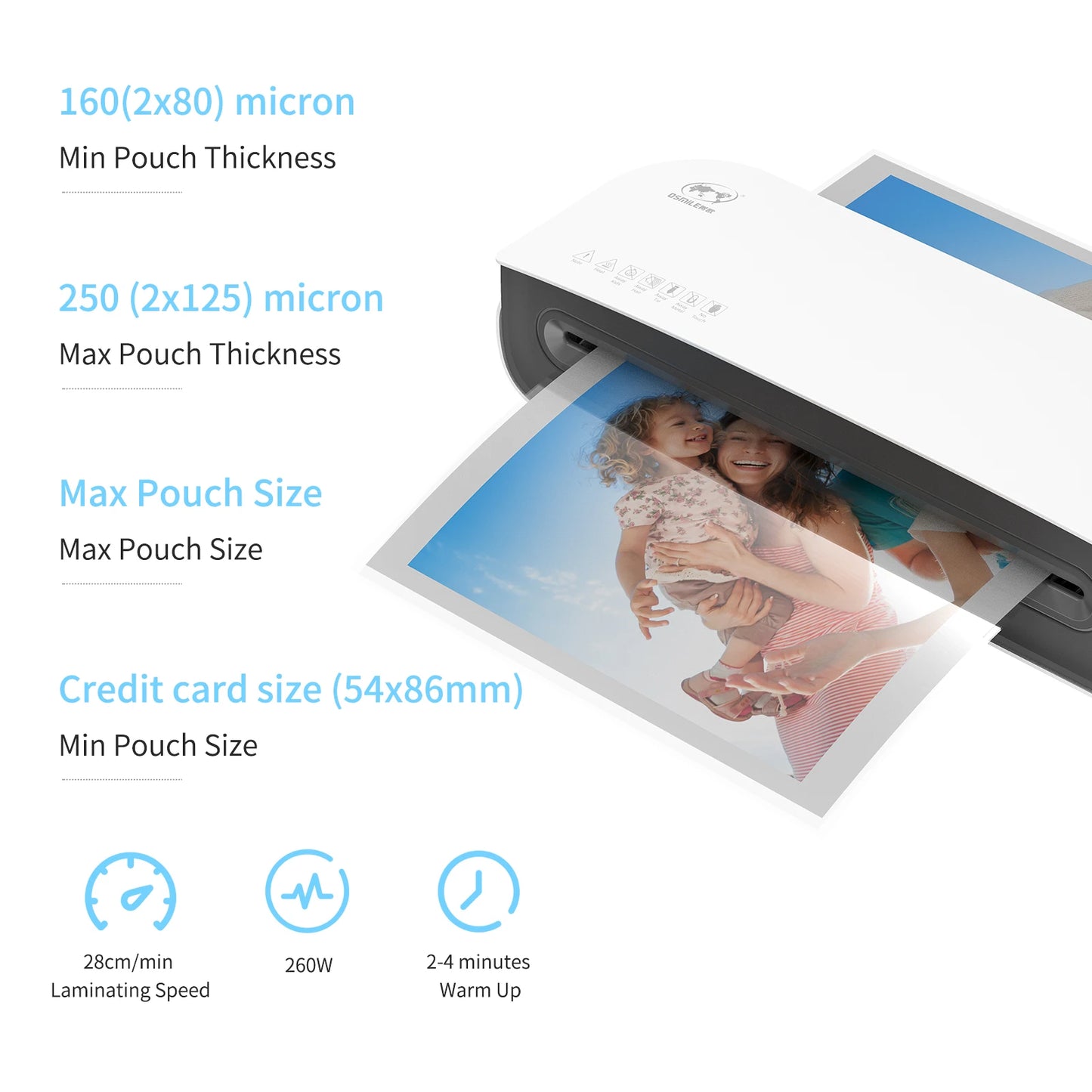 OSMILE SL289 Desktop Laminator Machine Set A4 Size Hot and Cold Lamination