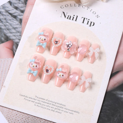 Sanrio Anime Cute Nail Patches False Nail Tips Cartoon Y2K Press on Nail