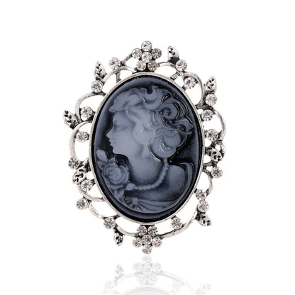 Vintage Victorian Design Queen's Cameo Brooch Pin, Antique