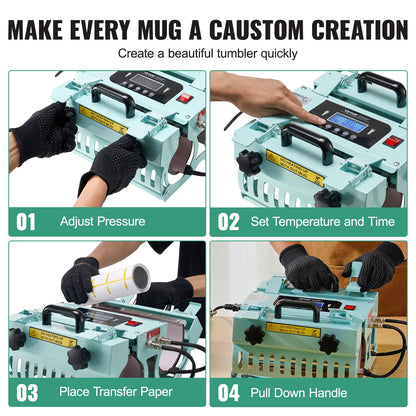 Tumbler Heat Press Machine 2 Station Heaters 11-30oz Mug Press Tumbler Press Sublimation